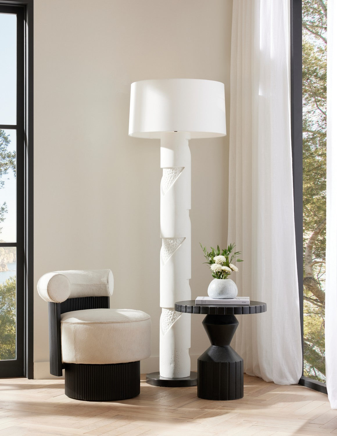 One Light Floor Lamp from the Cristiano collection in Ivory/Bronze/Bronze/Off-White/Off-White finish