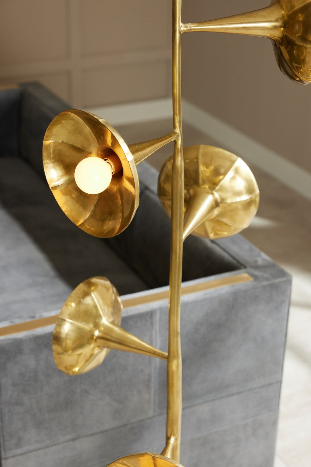 Five Light Floor Lamp from the Coltrane collection in Antique Brass finish