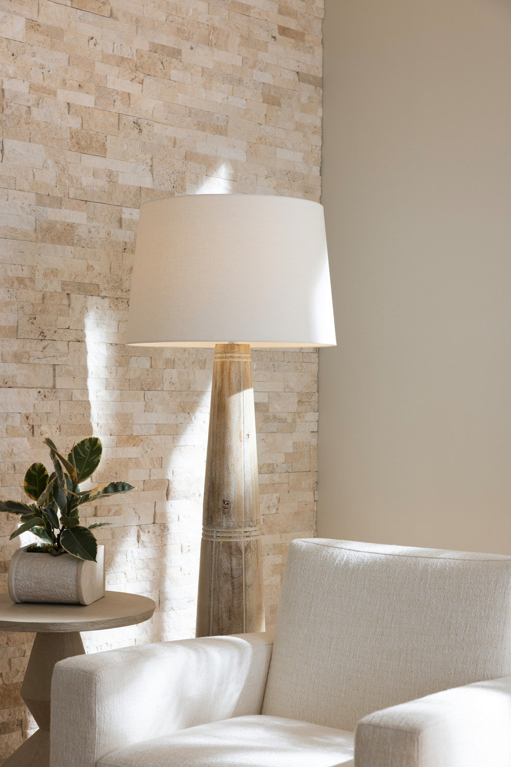 One Light Floor Lamp from the Elmhurst collection in Whitewashed/Polished Nickel/Off-White/Off-White finish