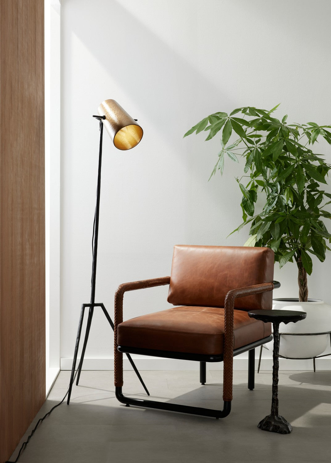 One Light Floor Lamp from the Draper collection in Blackened/Hammered Antique Brass finish