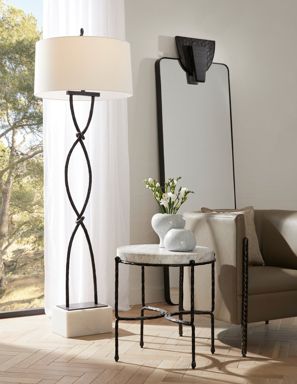 One Light Floor Lamp from the Dutton collection in Blackened/White/White/White finish