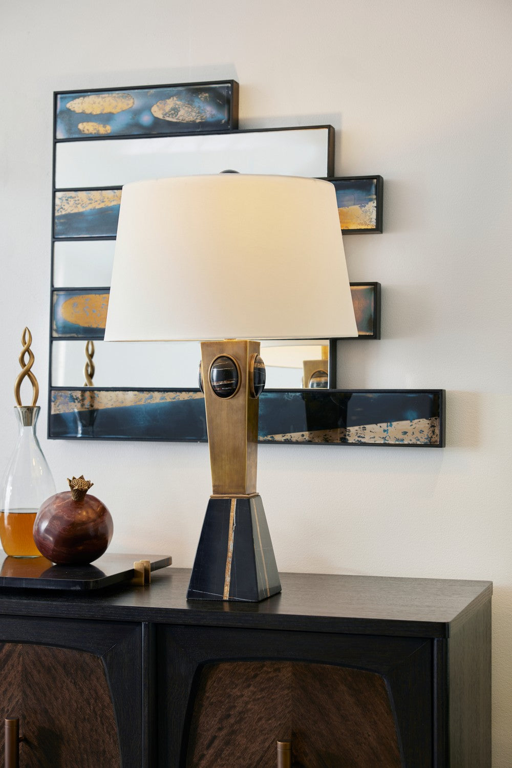 One Light Table Lamp from the Cairo collection in Antique Brass/Bengal/Off-White/Off-White finish