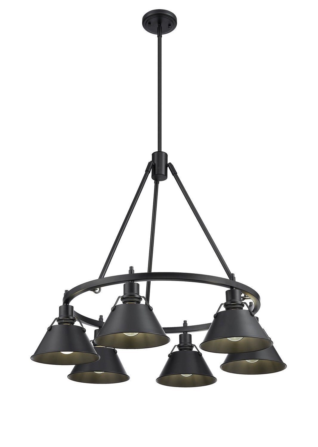 Golden - 3306-6 BLK-BLK - Six Light Chandelier - Orwell BLK - Matte Black