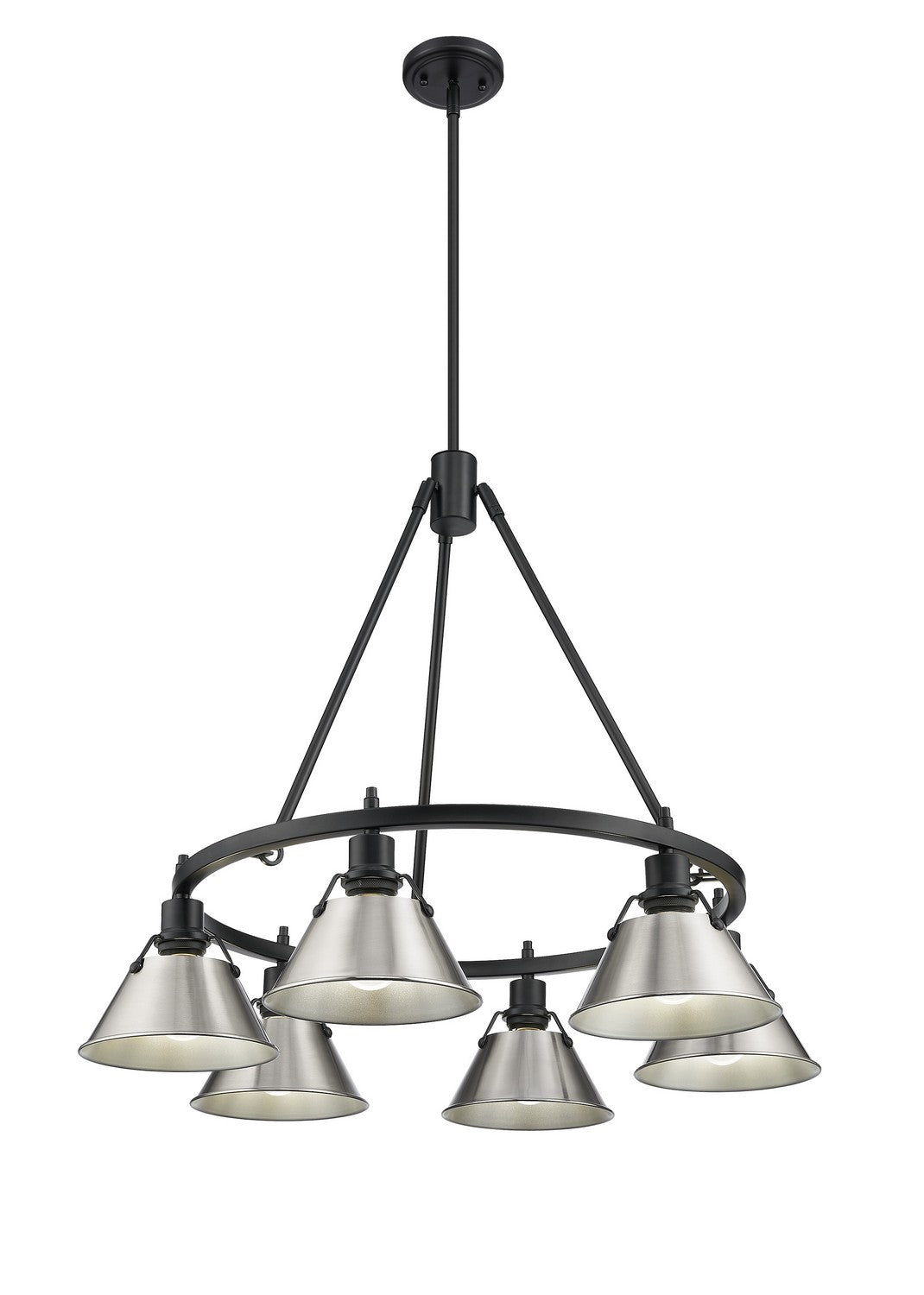 Golden - 3306-6 BLK-PW - Six Light Chandelier - Orwell BLK - Matte Black