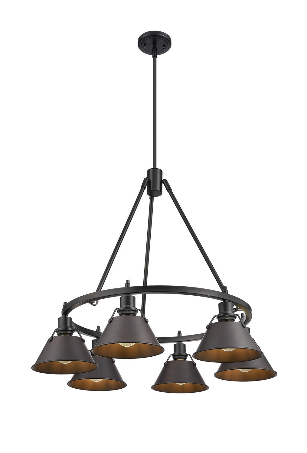 Golden - 3306-6 BLK-RBZ - Six Light Chandelier - Orwell BLK - Matte Black