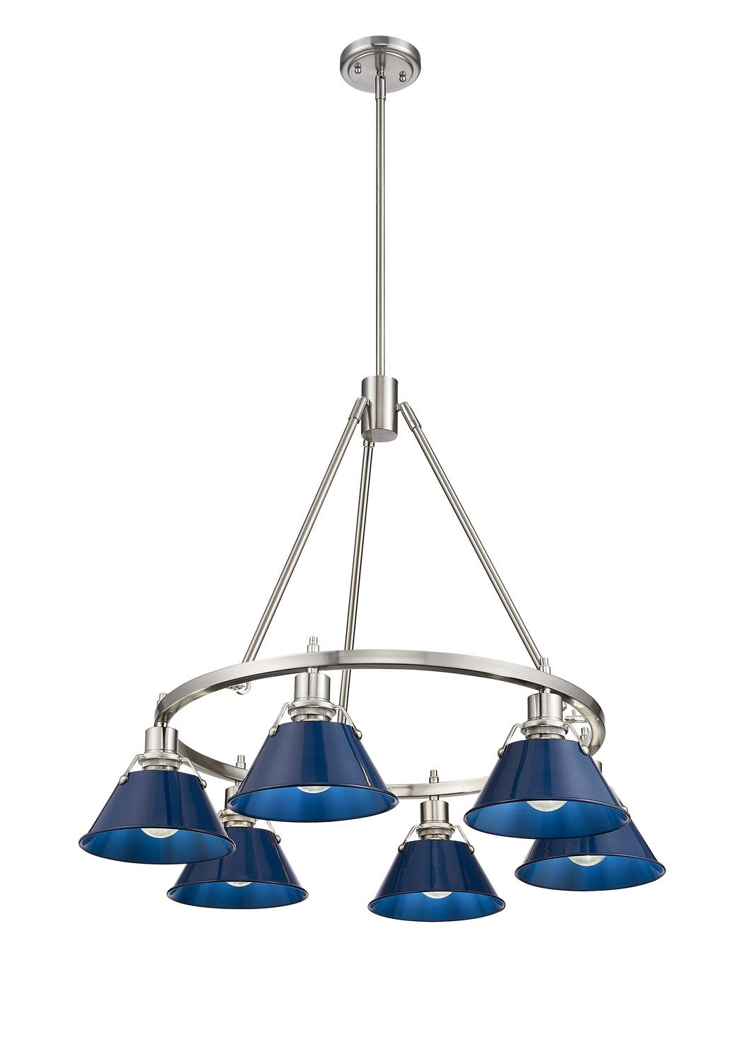 Golden - 3306-6 PW-NVY - Six Light Chandelier - Orwell PW - Pewter