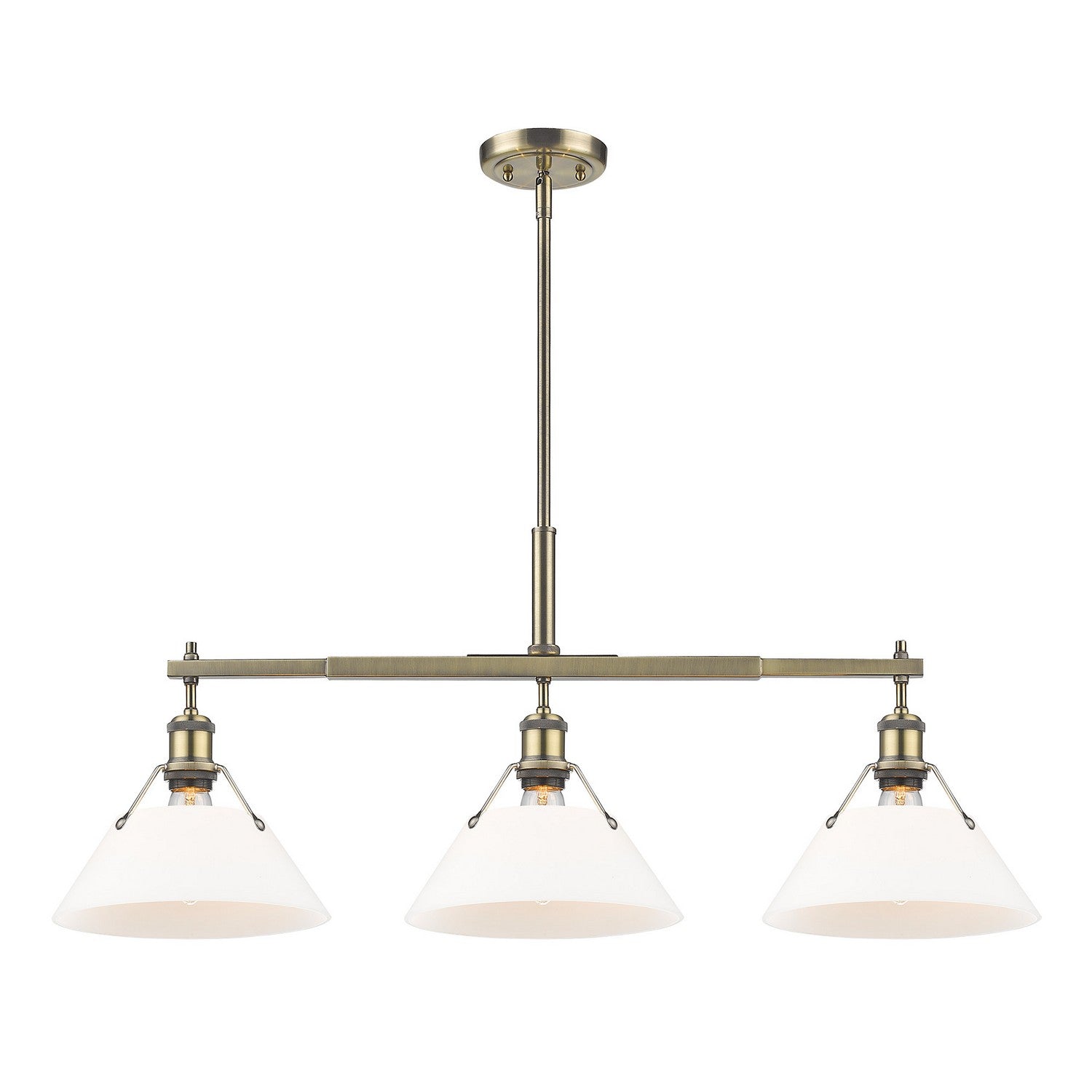 Golden - 3306-LP AB-OP - Three Light Linear Pendant - Orwell AB - Aged Brass