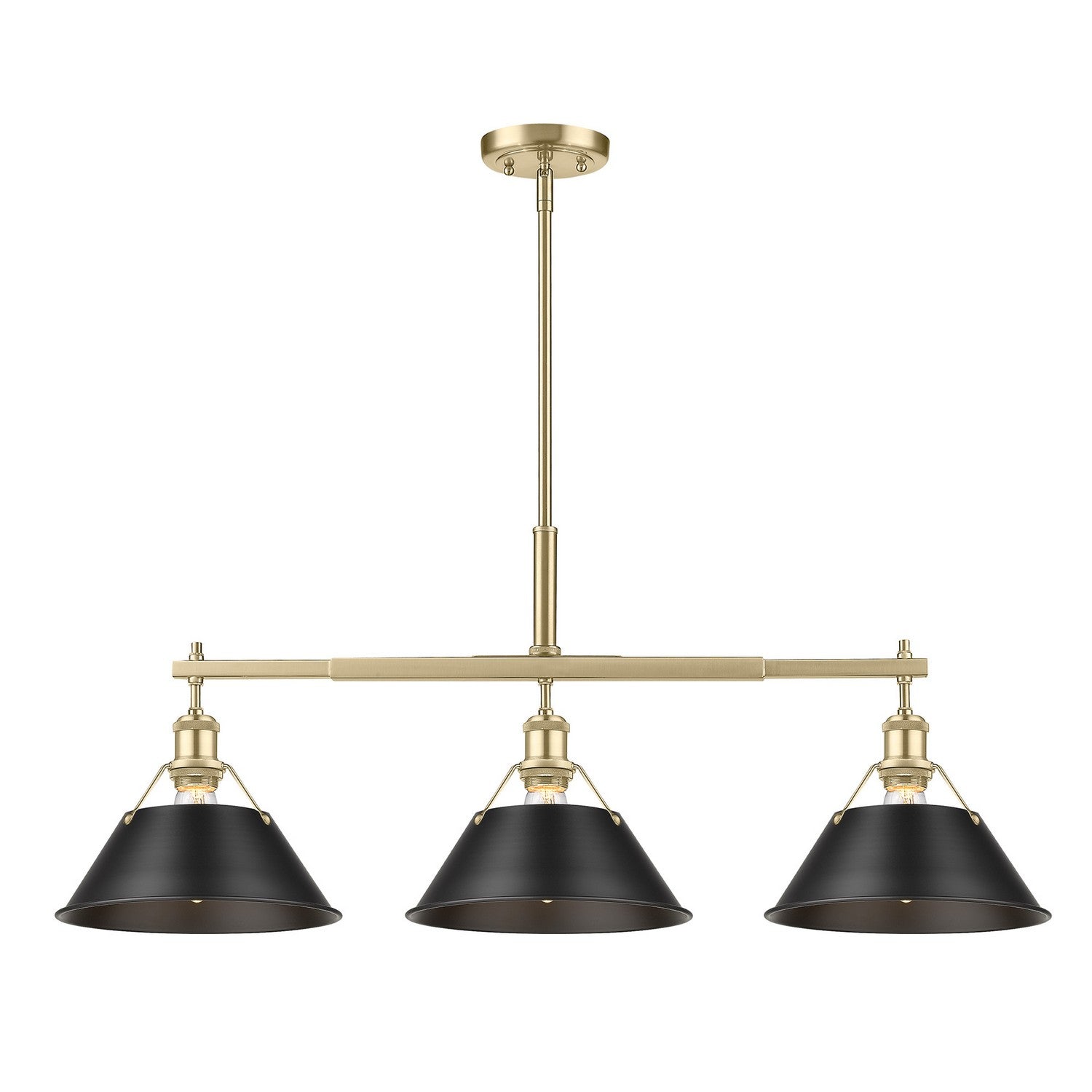 Golden - 3306-LP BCB-BLK - Three Light Linear Pendant - Orwell BCB - Brushed Champagne Bronze