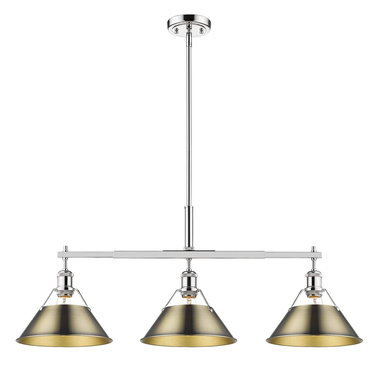 Golden - 3306-LP CH-AB - Three Light Linear Pendant - Orwell CH - Chrome