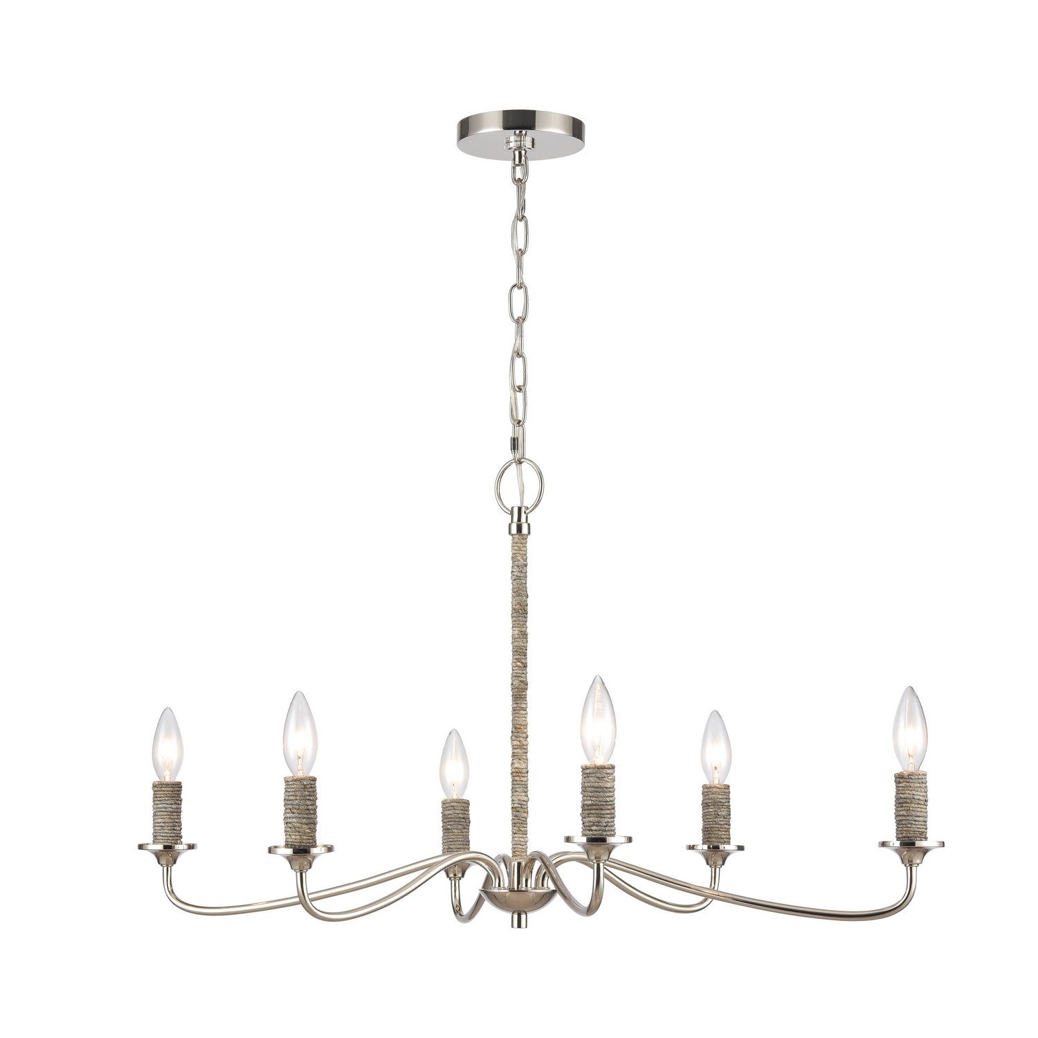 ELK Home - 32482/6 - Six Light Chandelier - Abaca - Polished Nickel