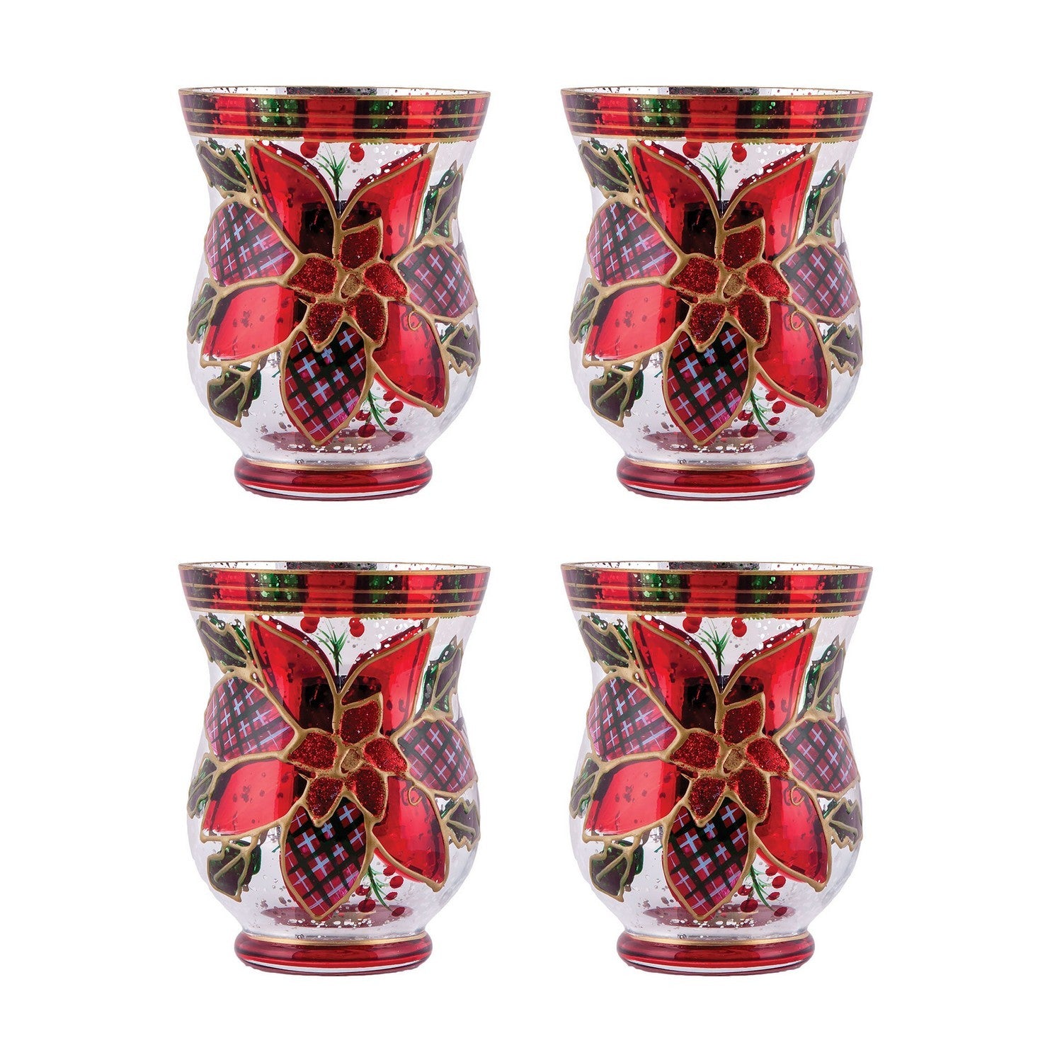 ELK Home - 394638/S4 - Votives (Set Of 4) - Poinsettia - Antique Silver