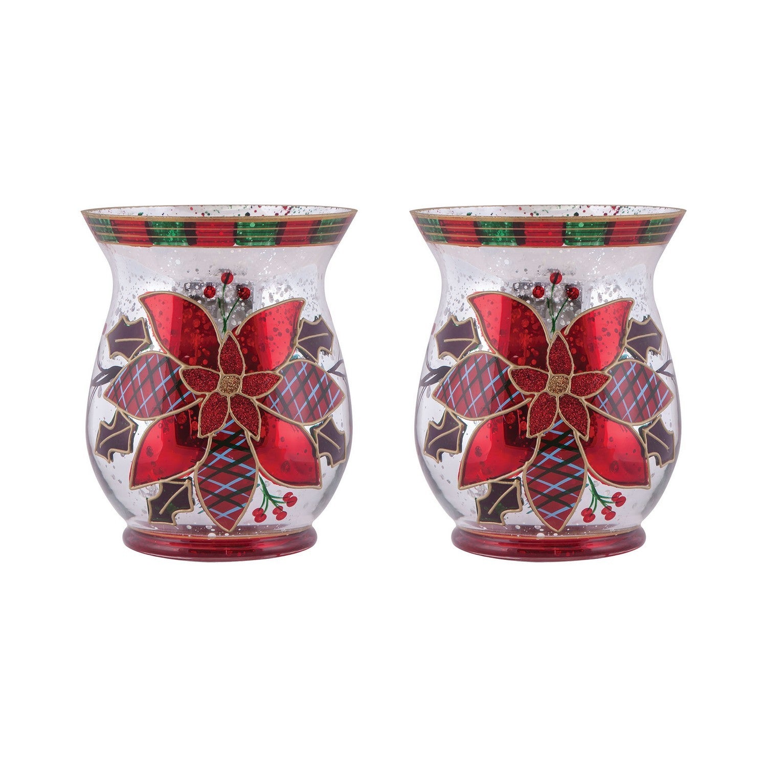 ELK Home - 394645/S2 - Pillar (Set Of 2) - Poinsettia - Antique Silver