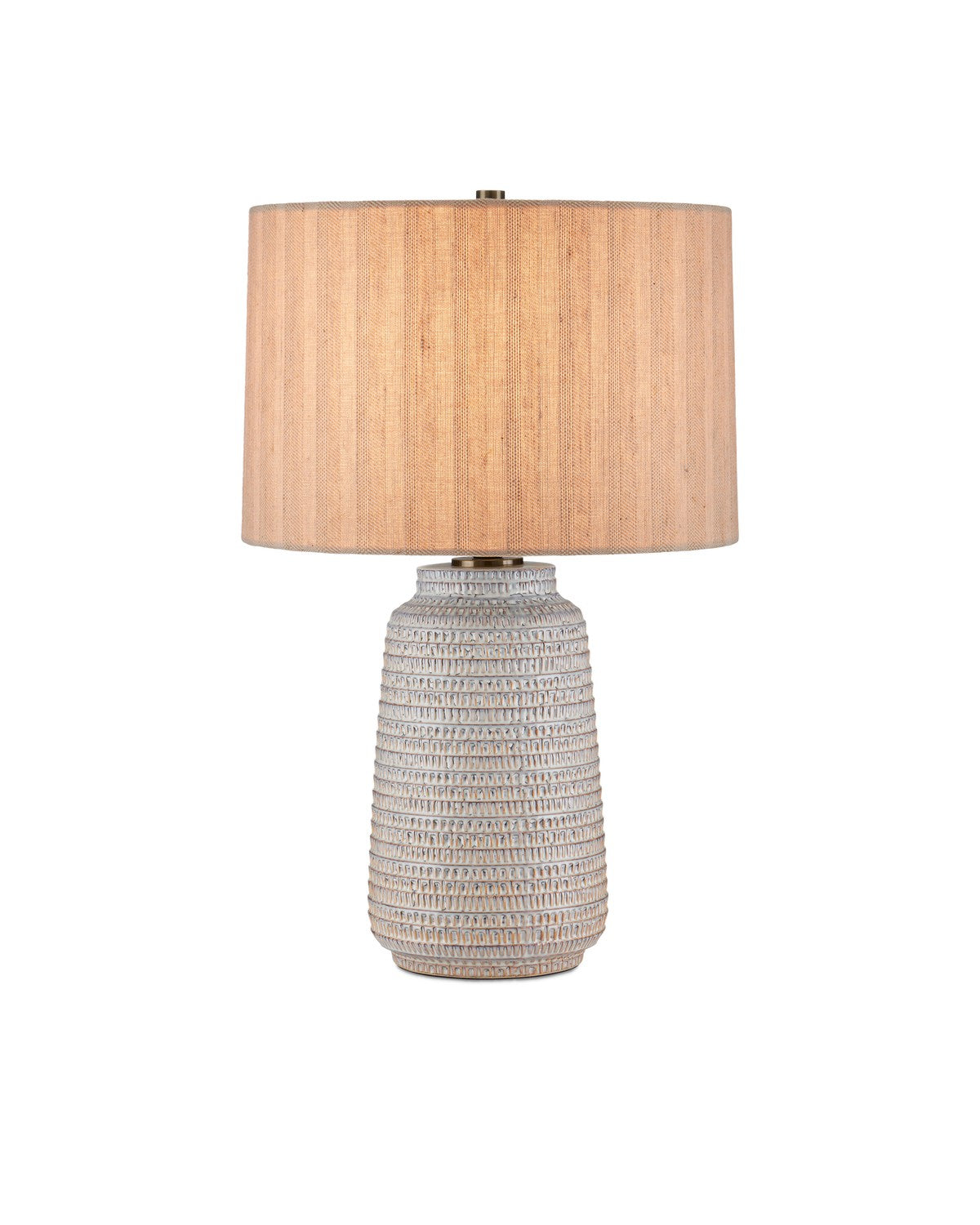 Currey and Company - 6000-0978 - One Light Table Lamp - Owen - Off-White / Light Brown / Antique Brass