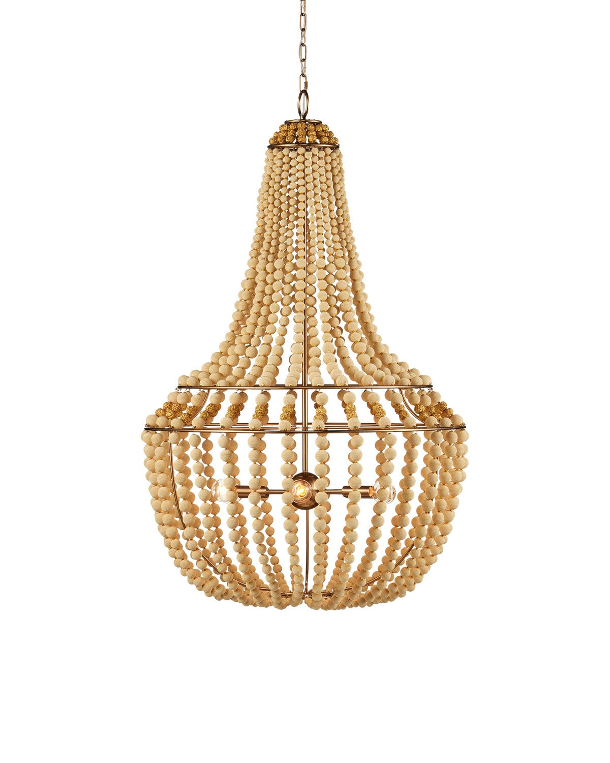 Currey and Company - 9000-1231 - Six Light Chandelier - Penelope - Beige / Antique Brass