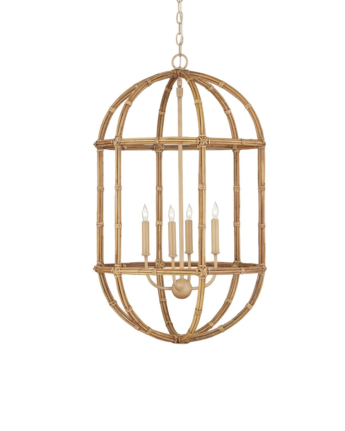 Currey and Company - 9000-1246 - Four Light Lantern - Charrette - Natural / Saddle Tan