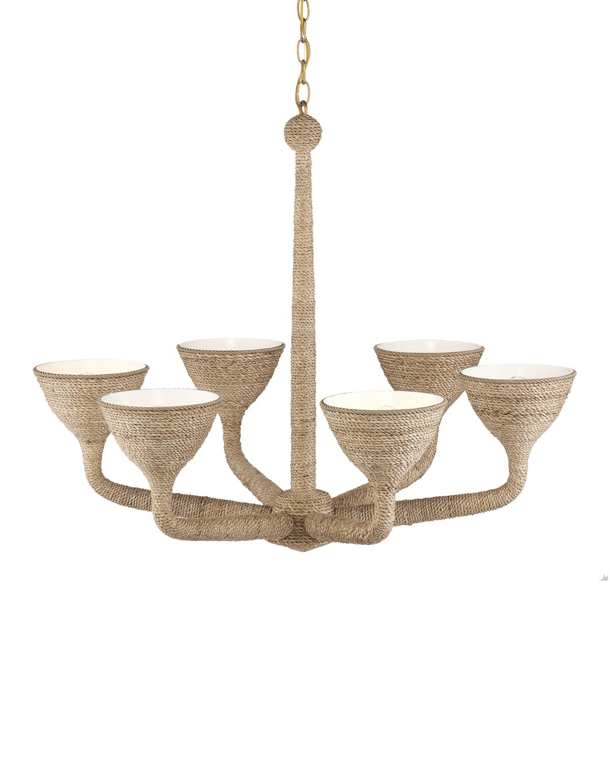 Currey and Company - 9000-1248 - Six Light Chandelier - Marbella - Natural / Contemporary Gold / Sugar White