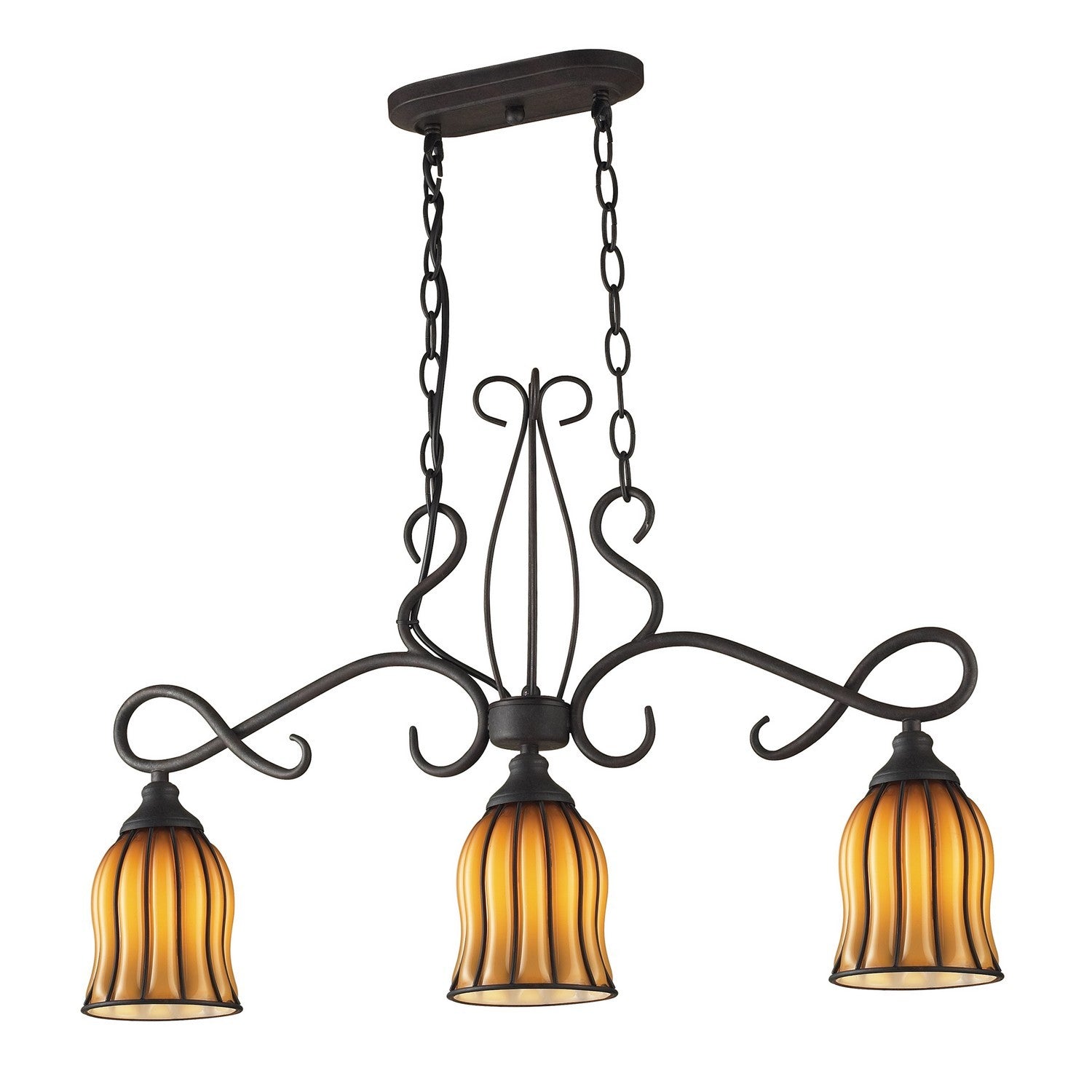 ELK Home - 1606/3 - Three Light Island Pendant - Phoenix - Dark Rust