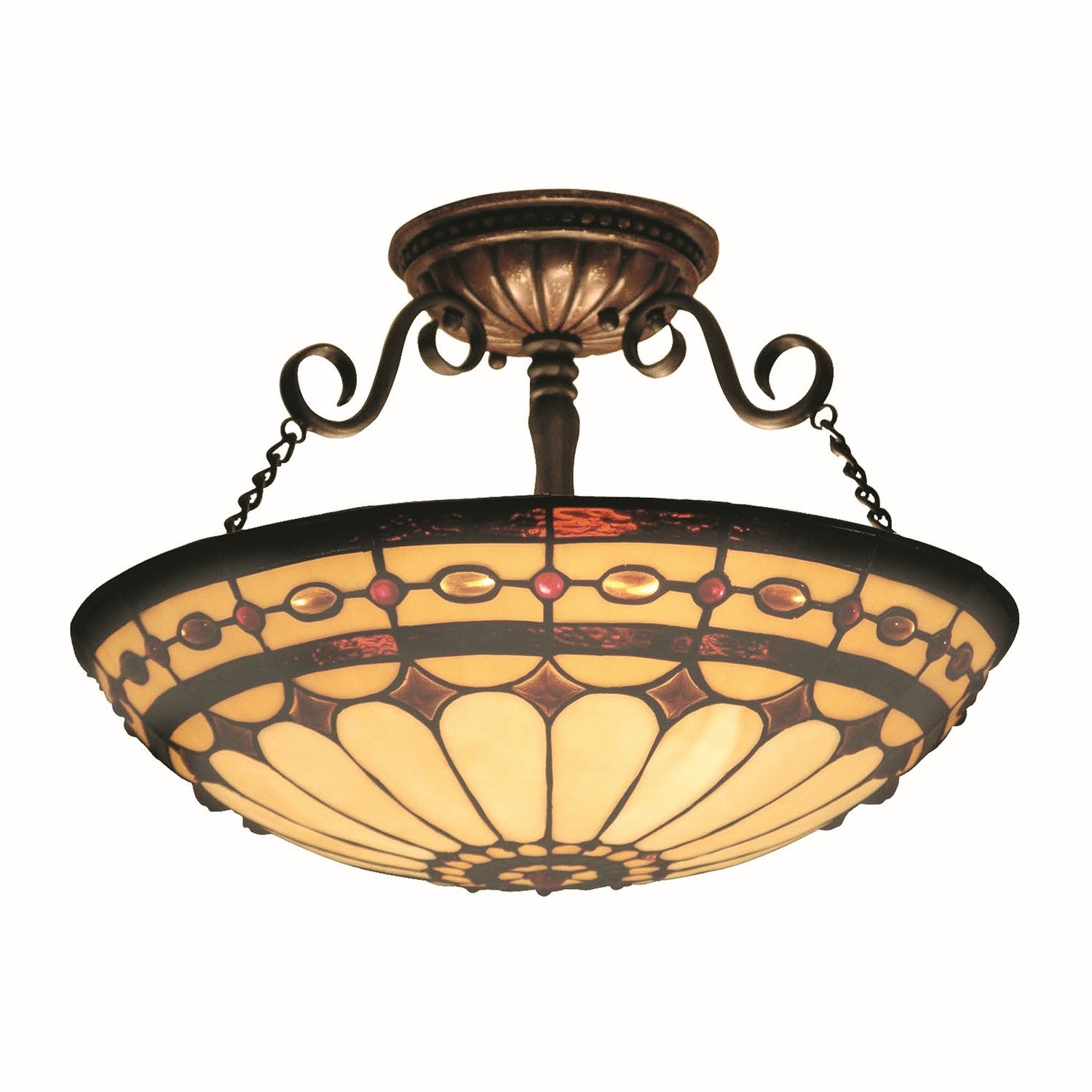 ELK Home - 641-BC - Three Light Semi Flush Mount - Diamond Ring - Burnished Copper