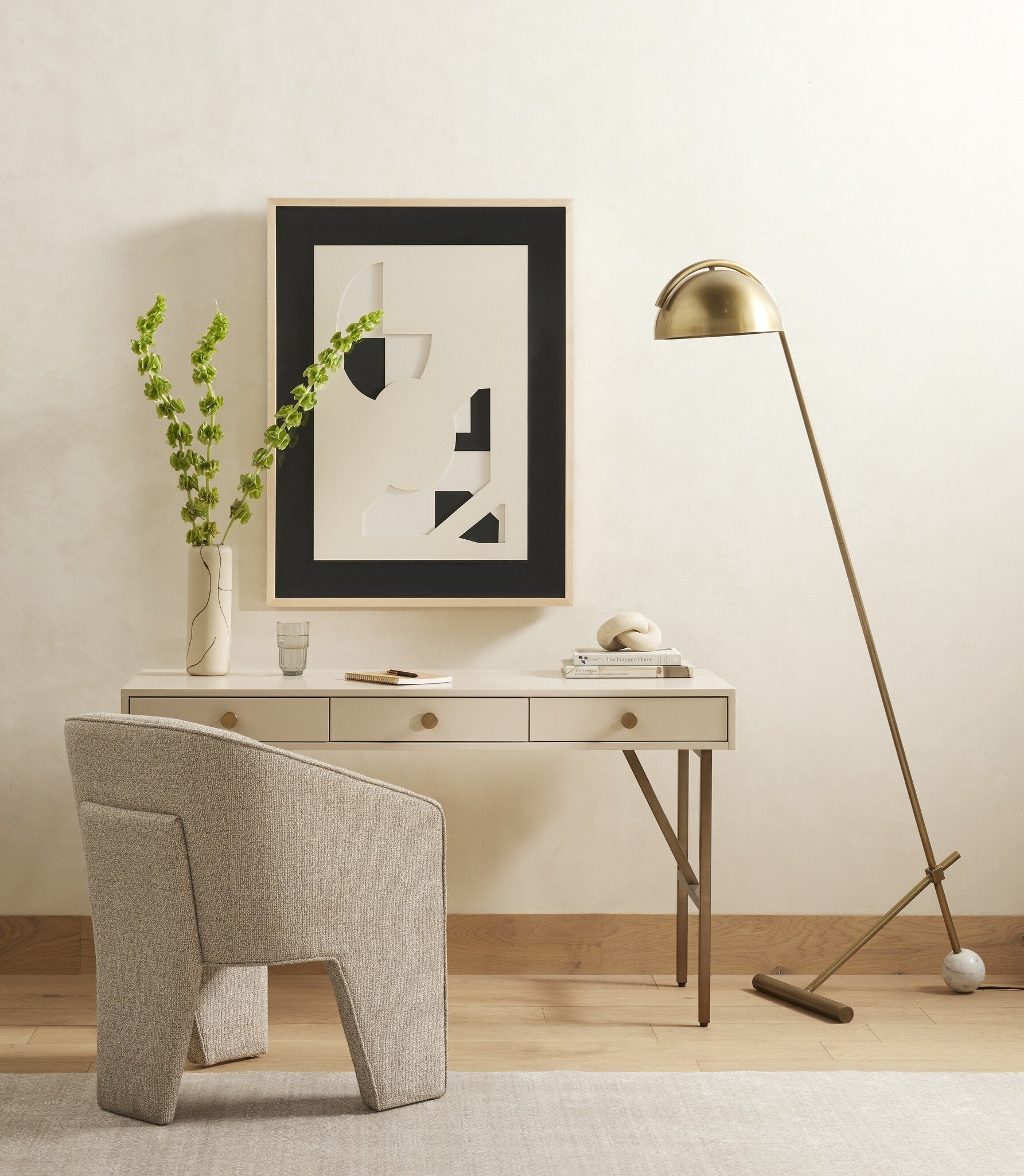 Becker Floor Lamp - Charcoal and White Marble
