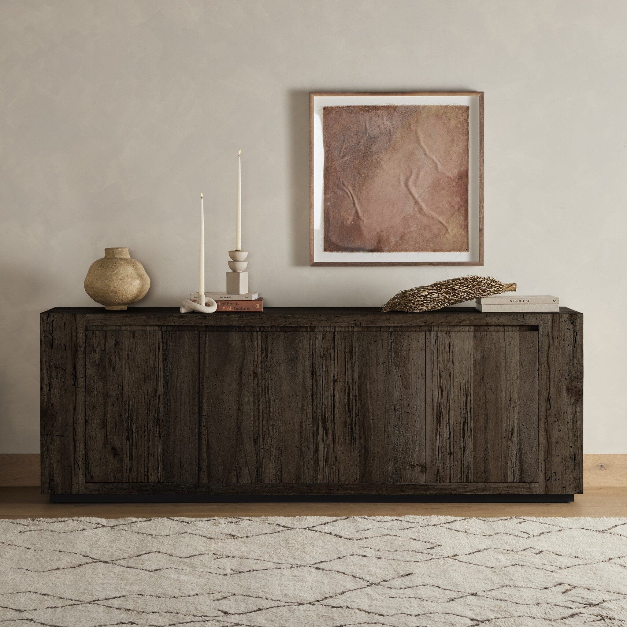 Abaso Sideboard - Ebony Rustic Wormwood Oak