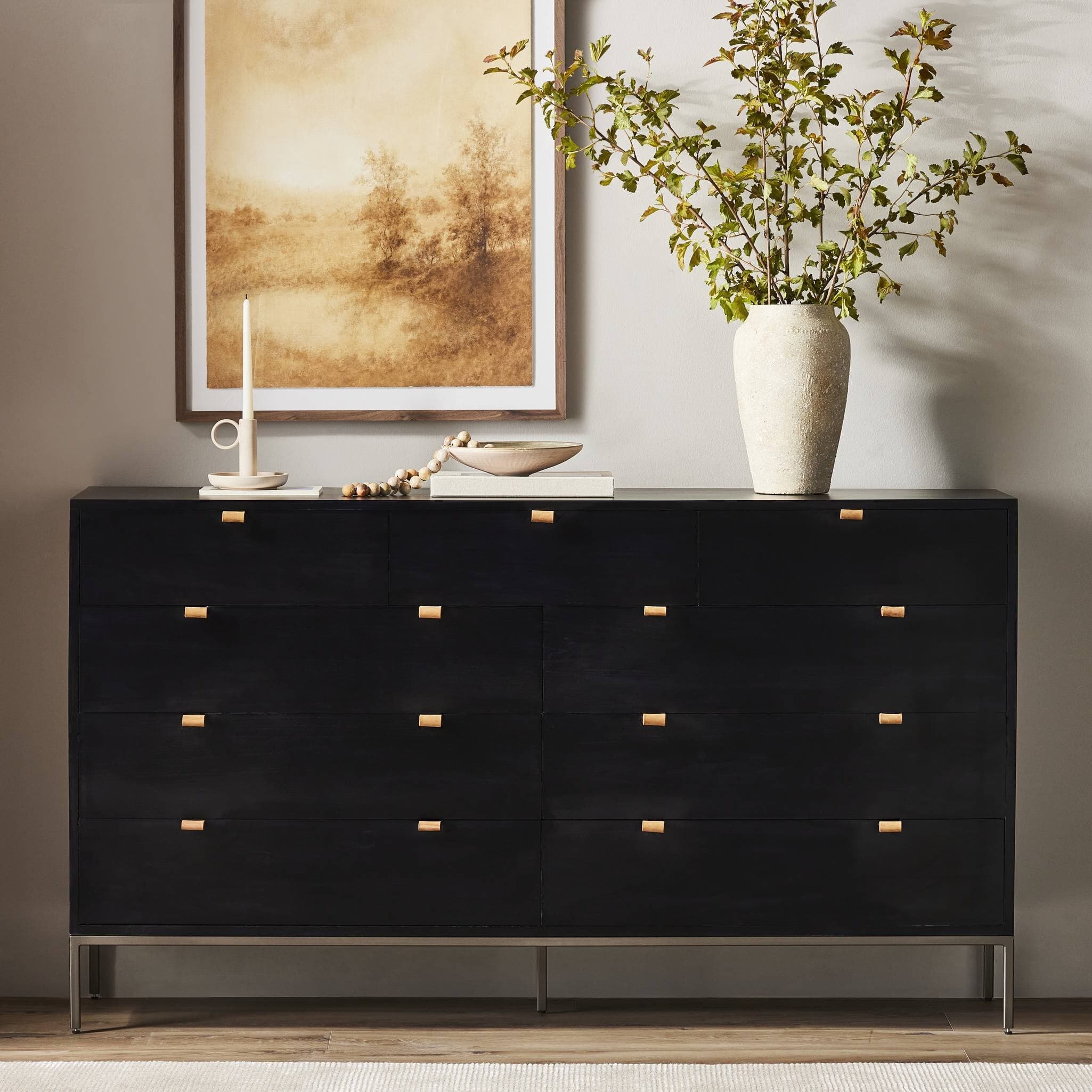 Trey 9 Drawer Dresser - Black Wash Poplar