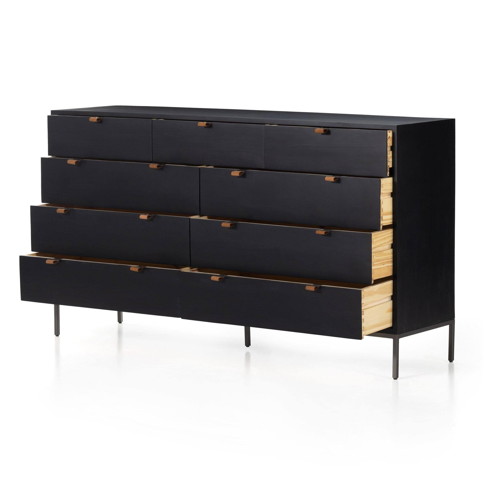 Trey 9 Drawer Dresser - Black Wash Poplar