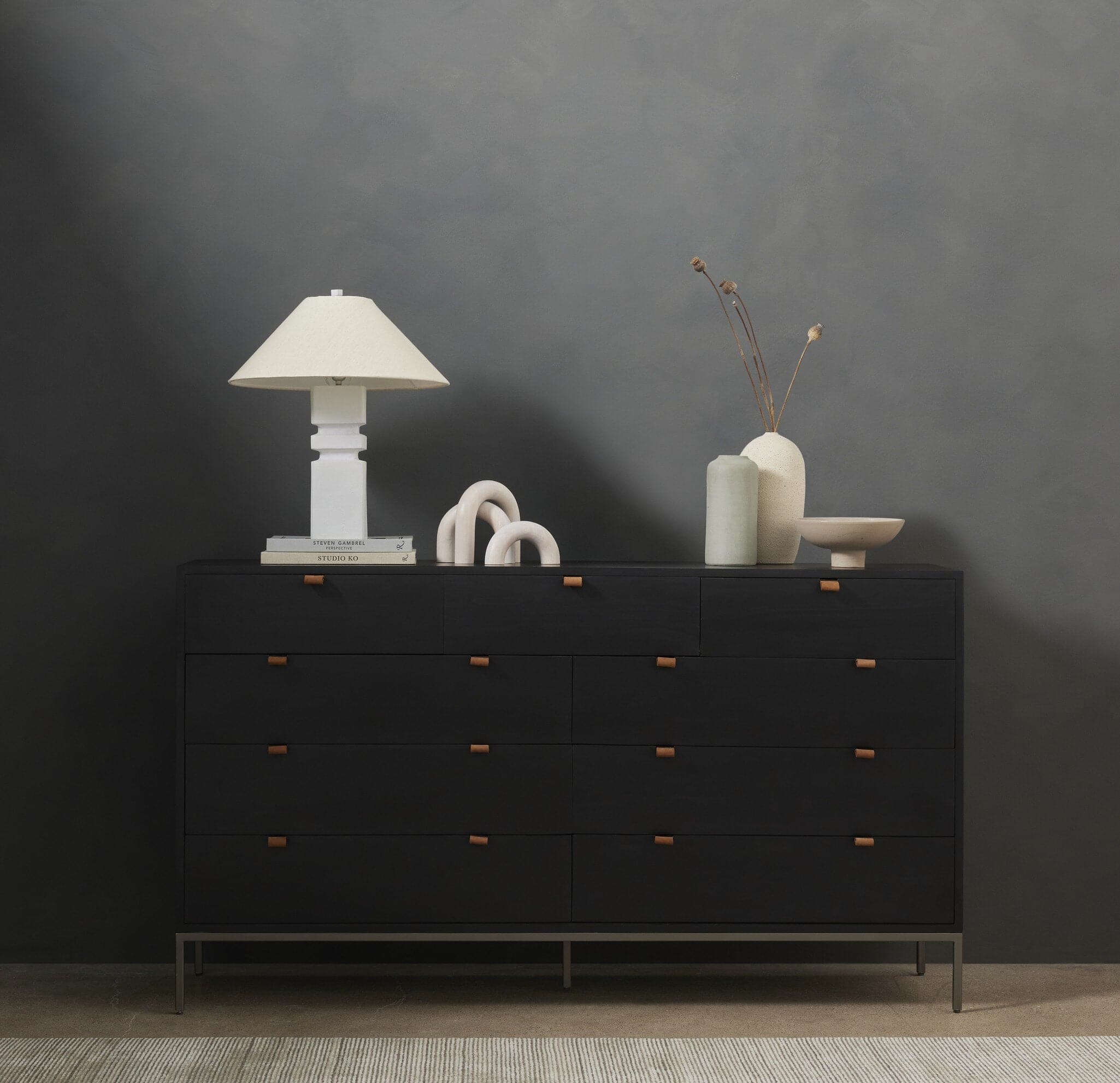 Trey 9 Drawer Dresser - Black Wash Poplar