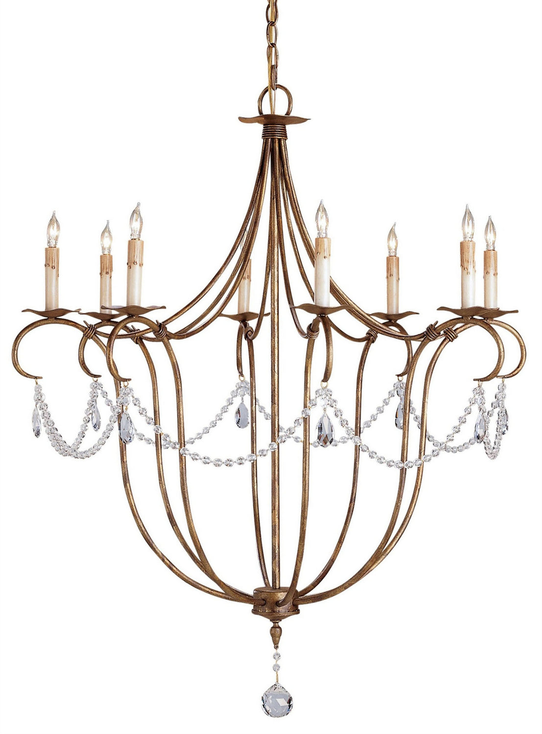 Eight Light Chandelier from the Crystal collection in Rhine Gold finish