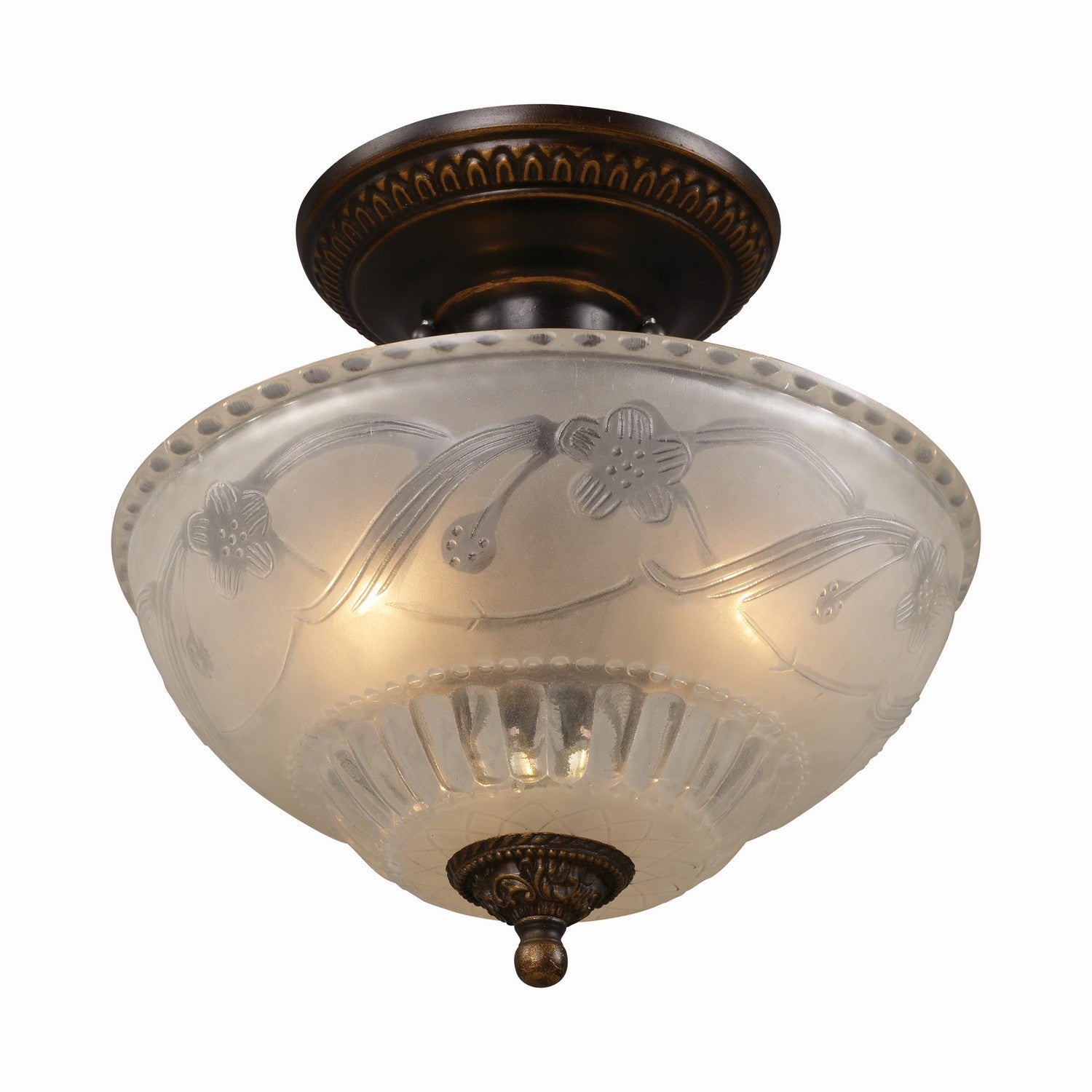 ELK Home - 08098-AGB - Three Light Semi Flush Mount - Restoration - Golden Bronze