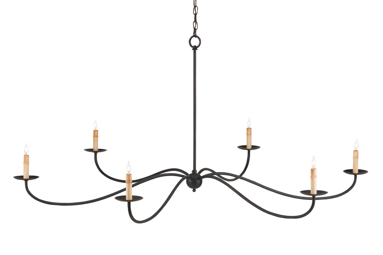 Six Light Chandelier from the Saxon collection in Zanzibar Black finish