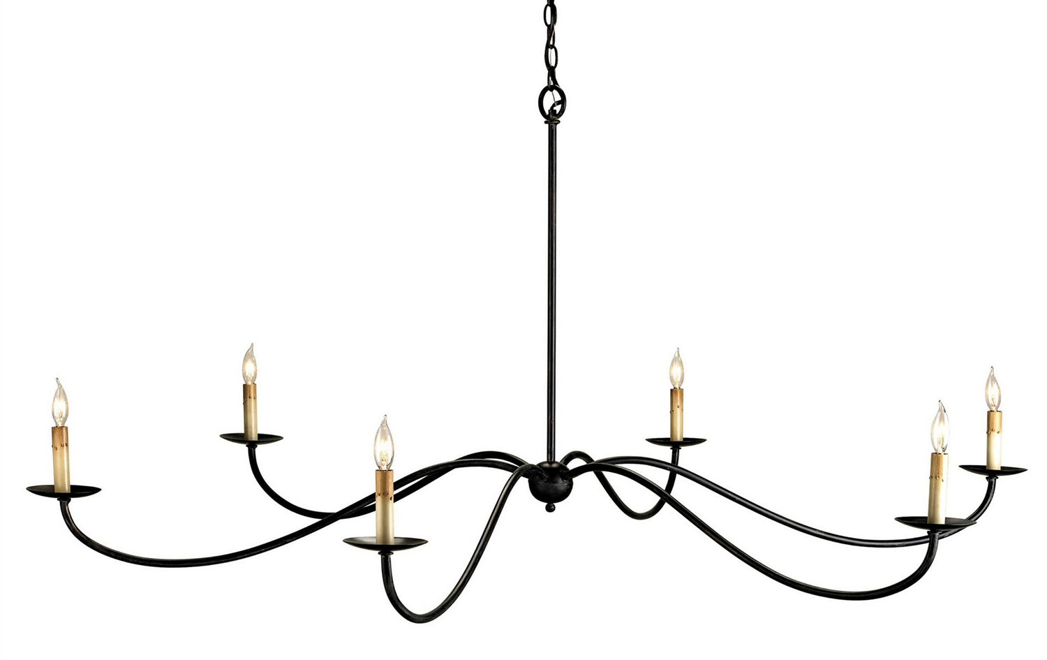 Six Light Chandelier from the Saxon collection in Zanzibar Black finish