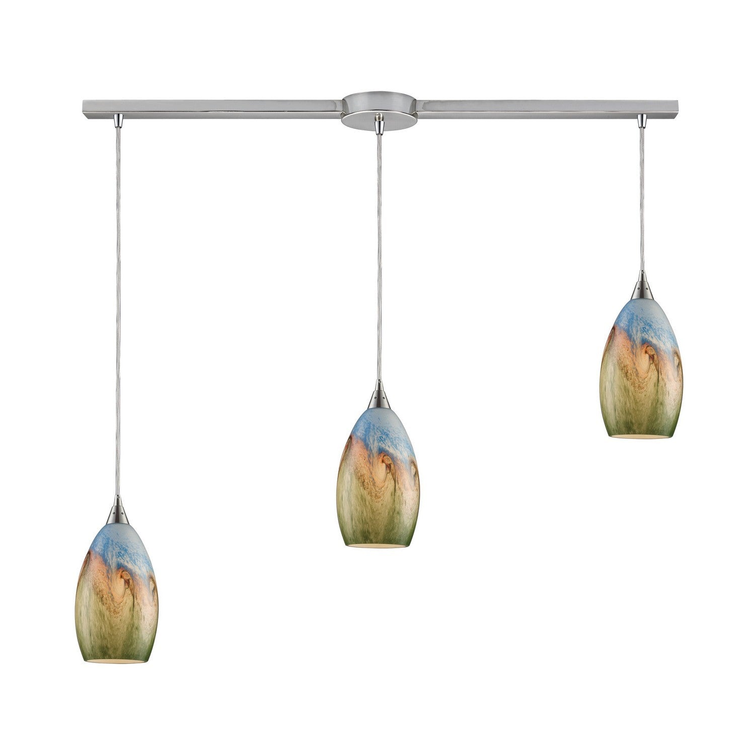 ELK Home - 10077/3L - Three Light Pendant - Geologic - Satin Nickel