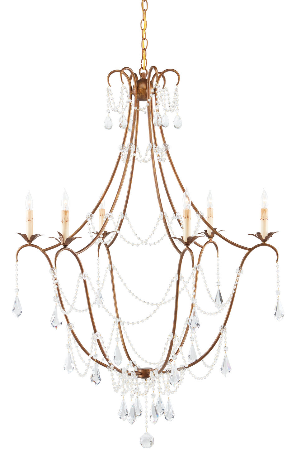 Six Light Chandelier from the Lillian August collection in Rhine Gold finish