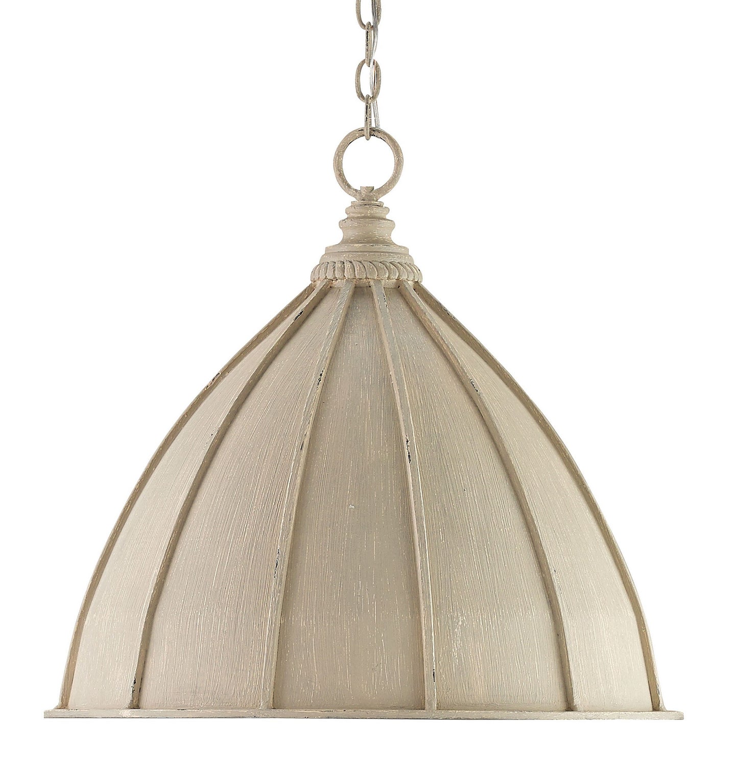 One Light Pendant from the Fenchurch collection in Oyster Cream/Silver Leaf finish