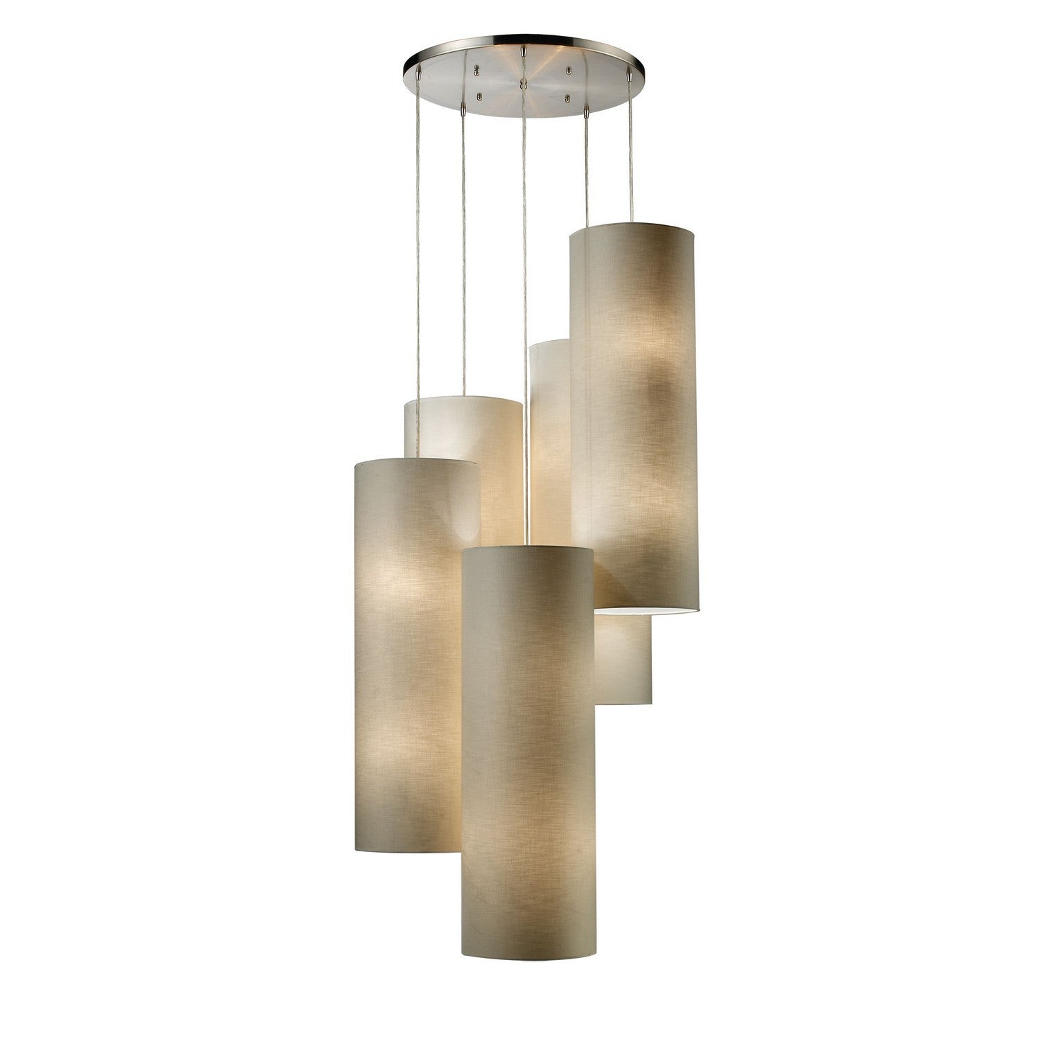 ELK Home - 20160/20R - 20 Light Pendant - Fabric Cylinders - Satin Nickel