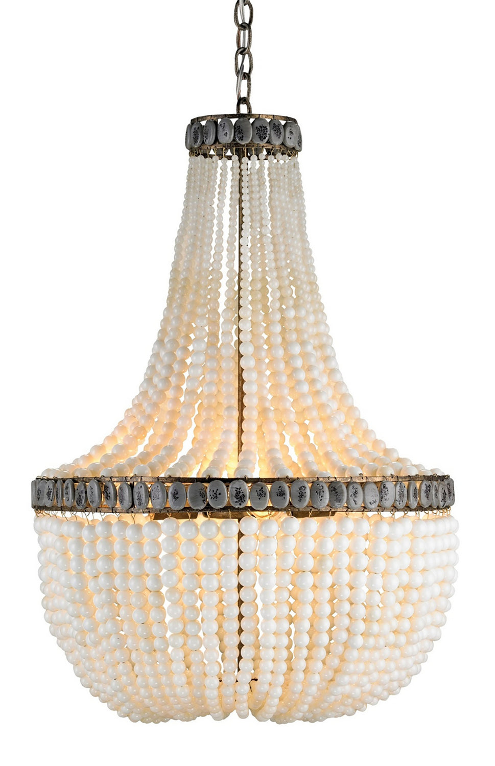 Three Light Chandelier from the Marjorie Skouras collection in Pyrite Bronze/Cream/Gray finish