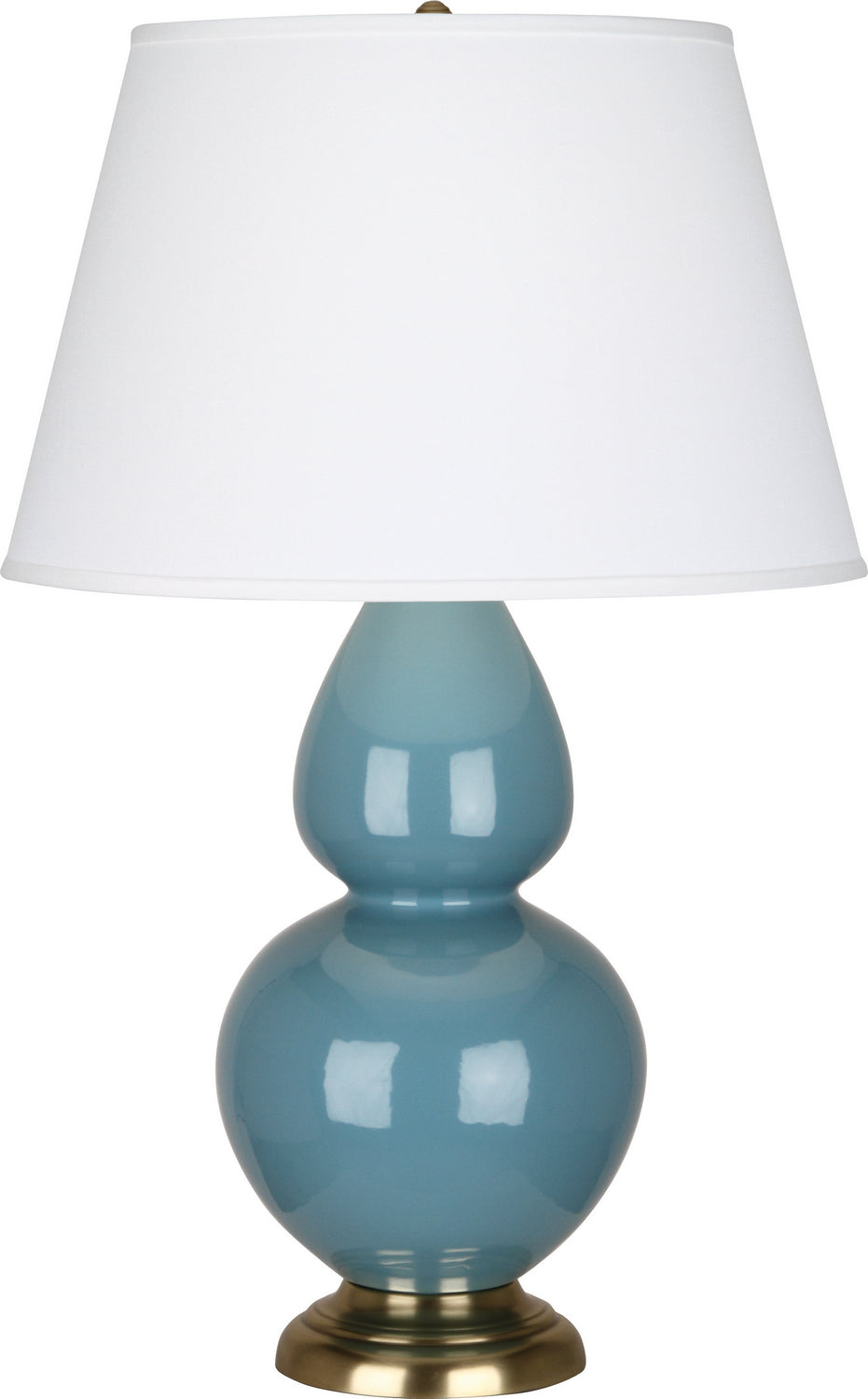 Robert Abbey - OB20X - One Light Table Lamp - Double Gourd - Steel Blue Glazed Ceramic w/Antique Brass