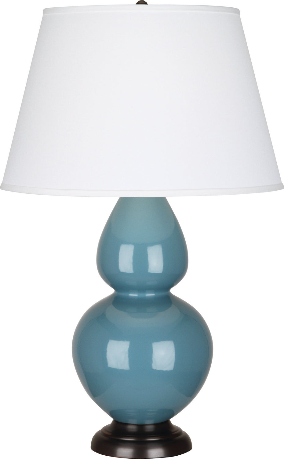 Robert Abbey - OB21X - One Light Table Lamp - Double Gourd - Steel Blue Glazed Ceramic w/Deep Patina Bronze