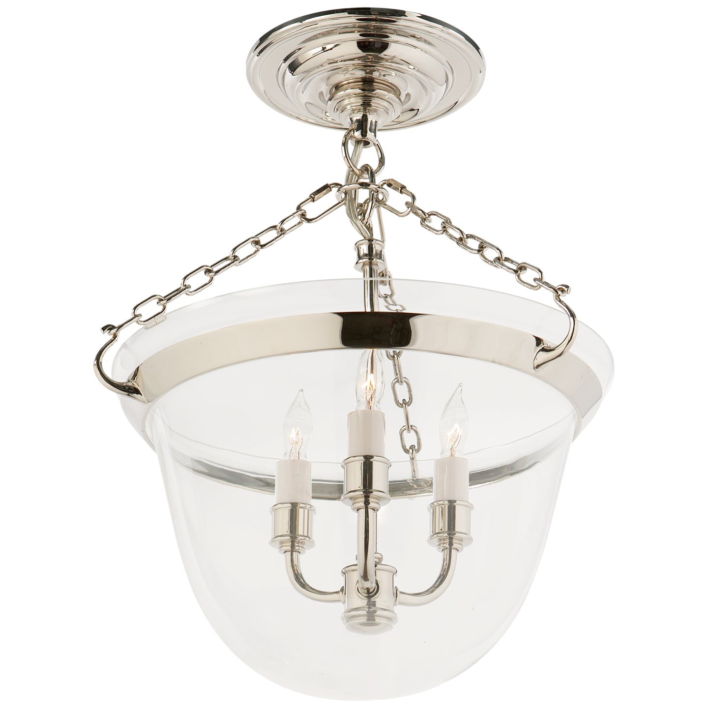 Visual Comfort Signature - CHC 2109PN - Three Light Semi-Flush Mount - Country Bell Jar - Polished Nickel