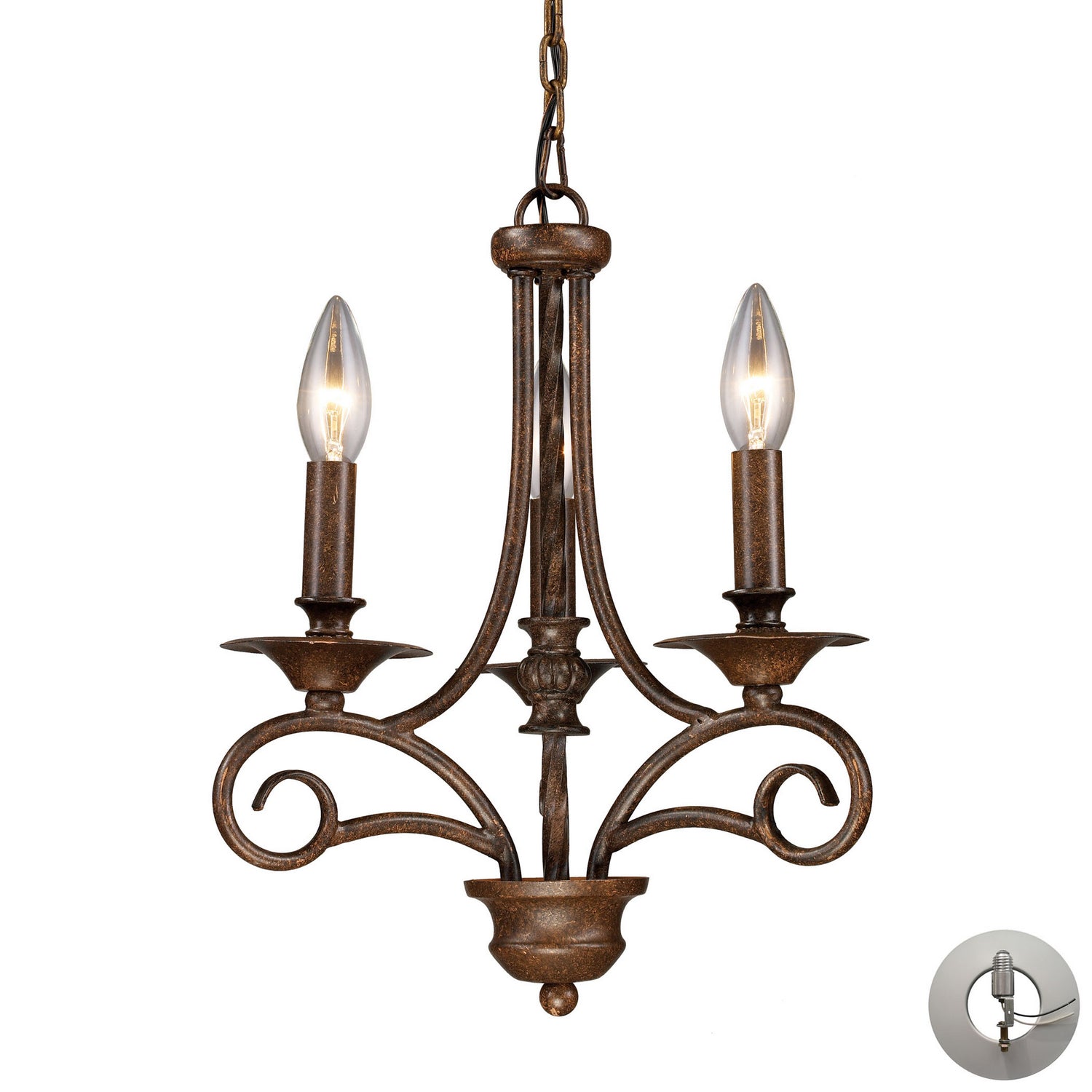 ELK Home - 15041/3-LA - Three Light Chandelier - Gloucester - Antique Bronze