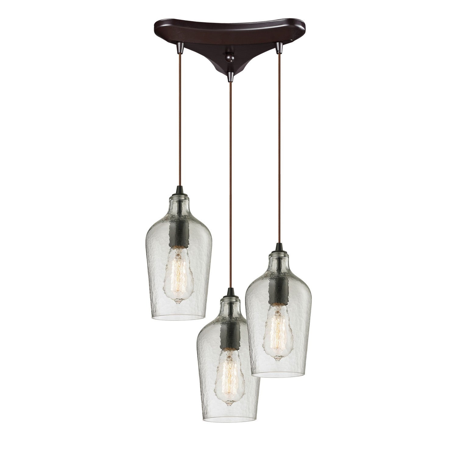 ELK Home - 10331/3CLR - Three Light Pendant - Hammered Glass - Oil Rubbed Bronze