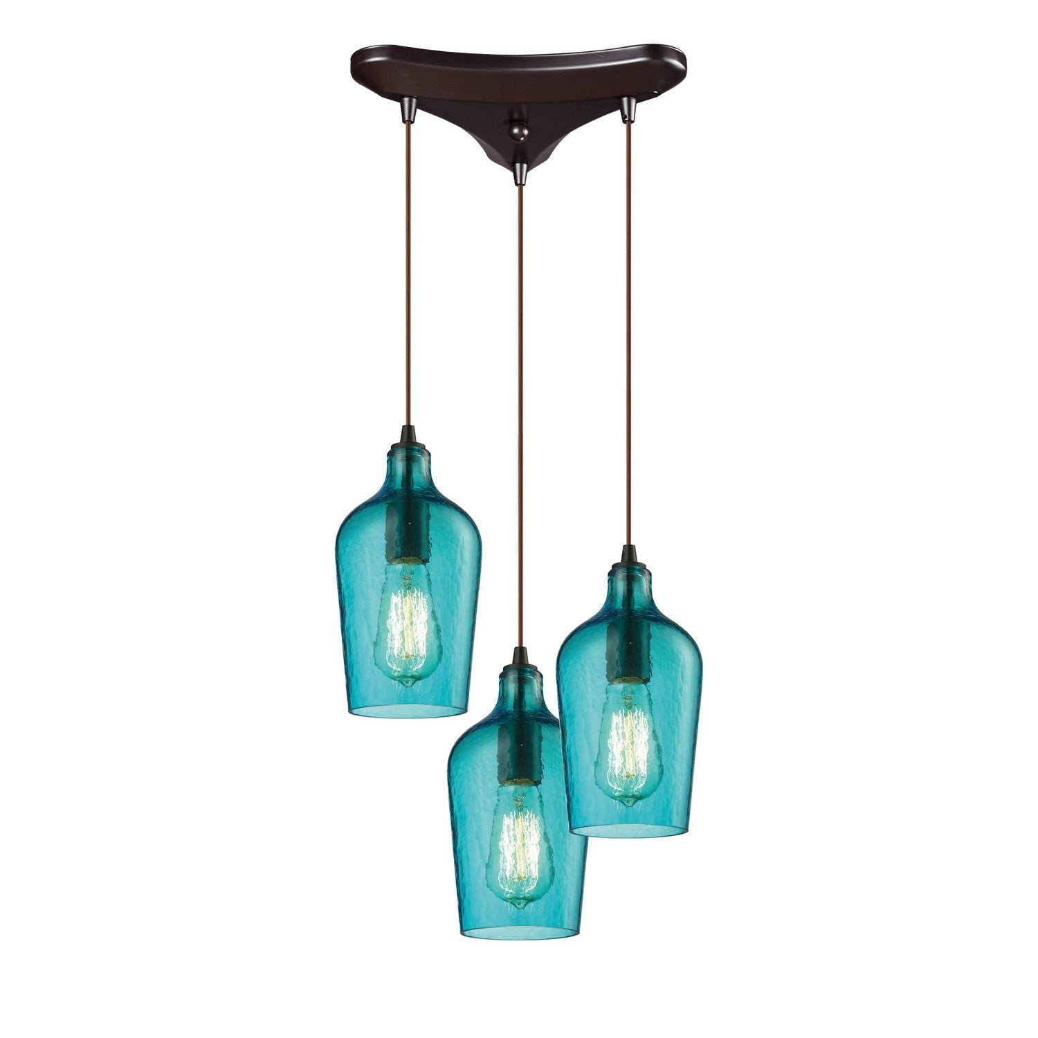 ELK Home - 10331/3HAQ - Three Light Pendant - Hammered Glass - Oil Rubbed Bronze