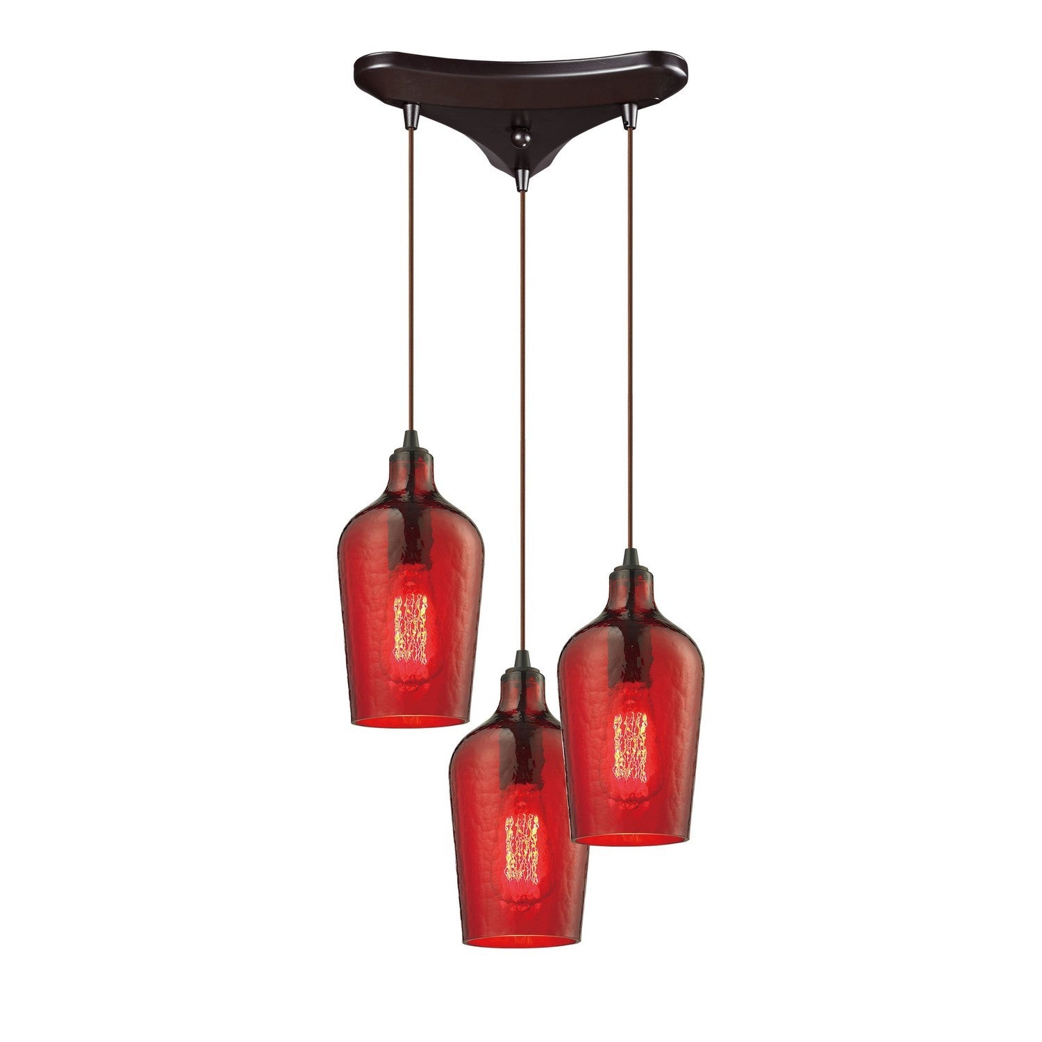 ELK Home - 10331/3HRD - Three Light Pendant - Hammered Glass - Oil Rubbed Bronze