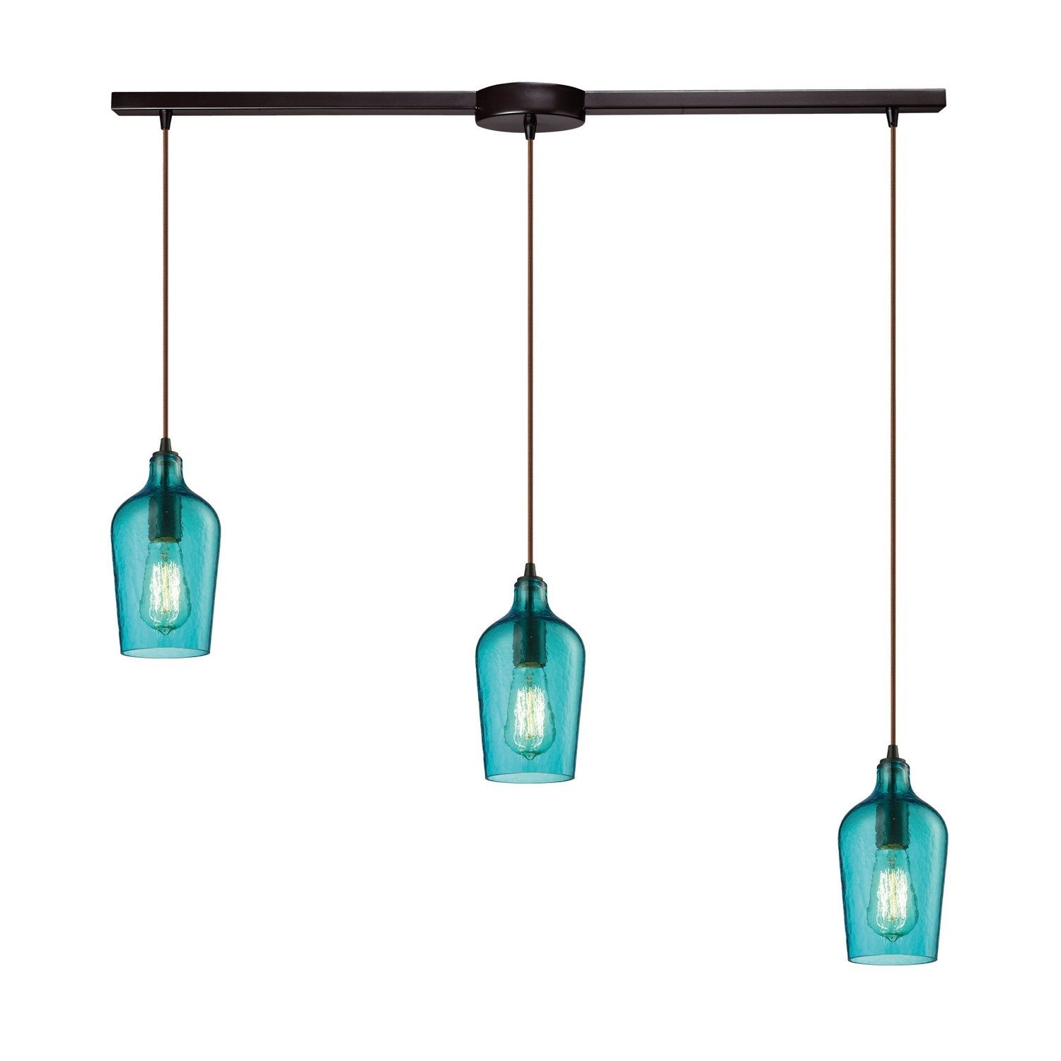 ELK Home - 10331/3L-HAQ - Three Light Pendant - Hammered Glass - Oil Rubbed Bronze