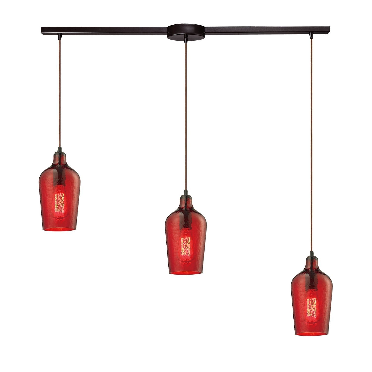 ELK Home - 10331/3L-HRD - Three Light Pendant - Hammered Glass - Oil Rubbed Bronze