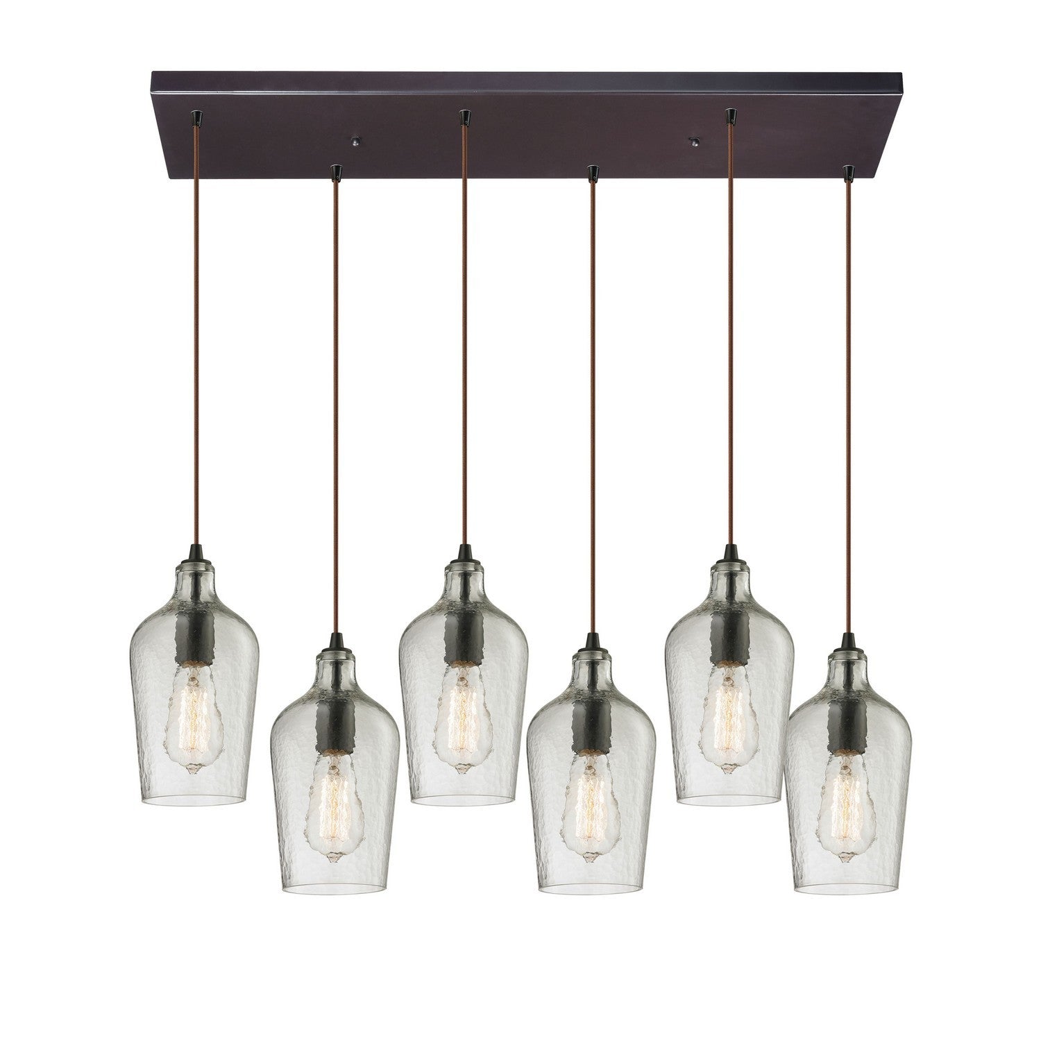 ELK Home - 10331/6RC-CLR - Six Light Pendant - Hammered Glass - Oil Rubbed Bronze