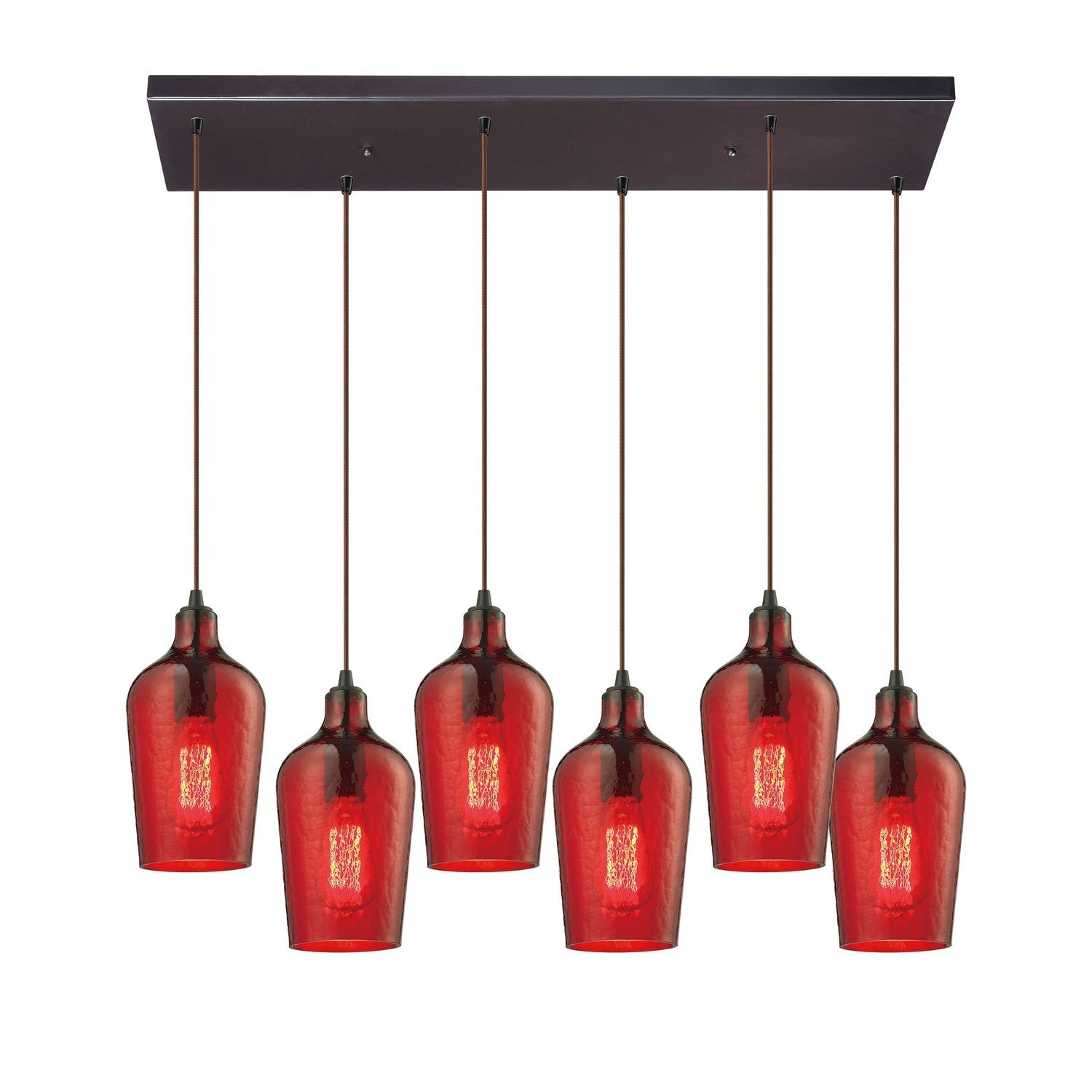 ELK Home - 10331/6RC-HRD - Six Light Pendant - Hammered Glass - Oil Rubbed Bronze