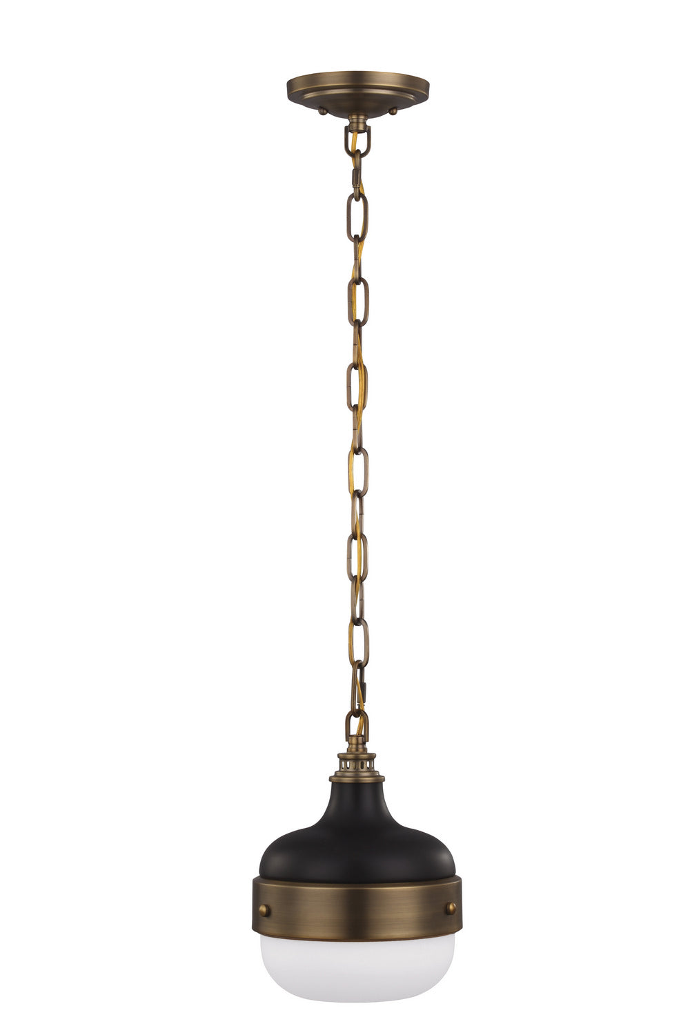 Generation Lighting. - P1282DAB/MB - One Light Pendant - Cadence - Dark Antique Brass / Matte Black