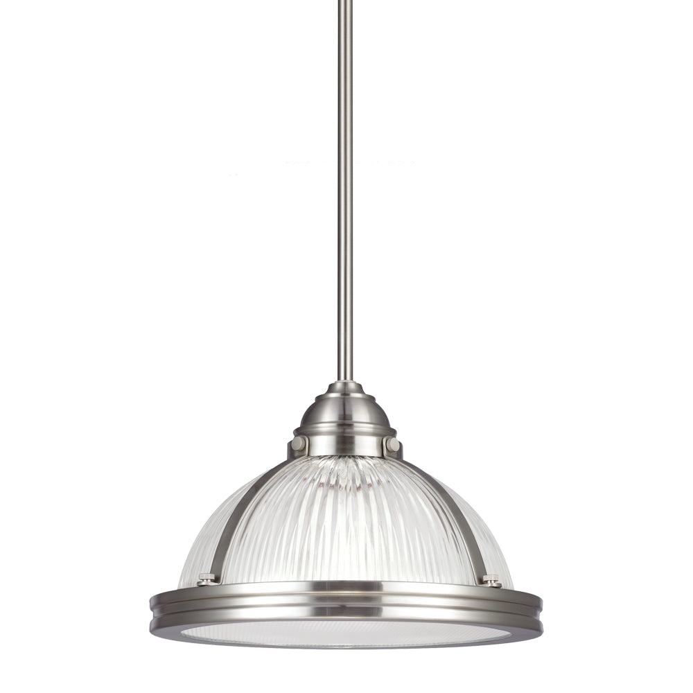 Generation Lighting. - 65060-962 - One Light Pendant - Pratt Street Prismatic - Brushed Nickel