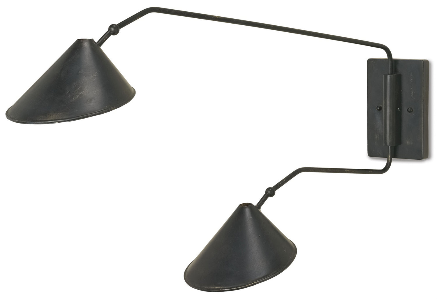 Two Light Wall Sconce from the Serpa collection in French Black/Gold Leaf finish